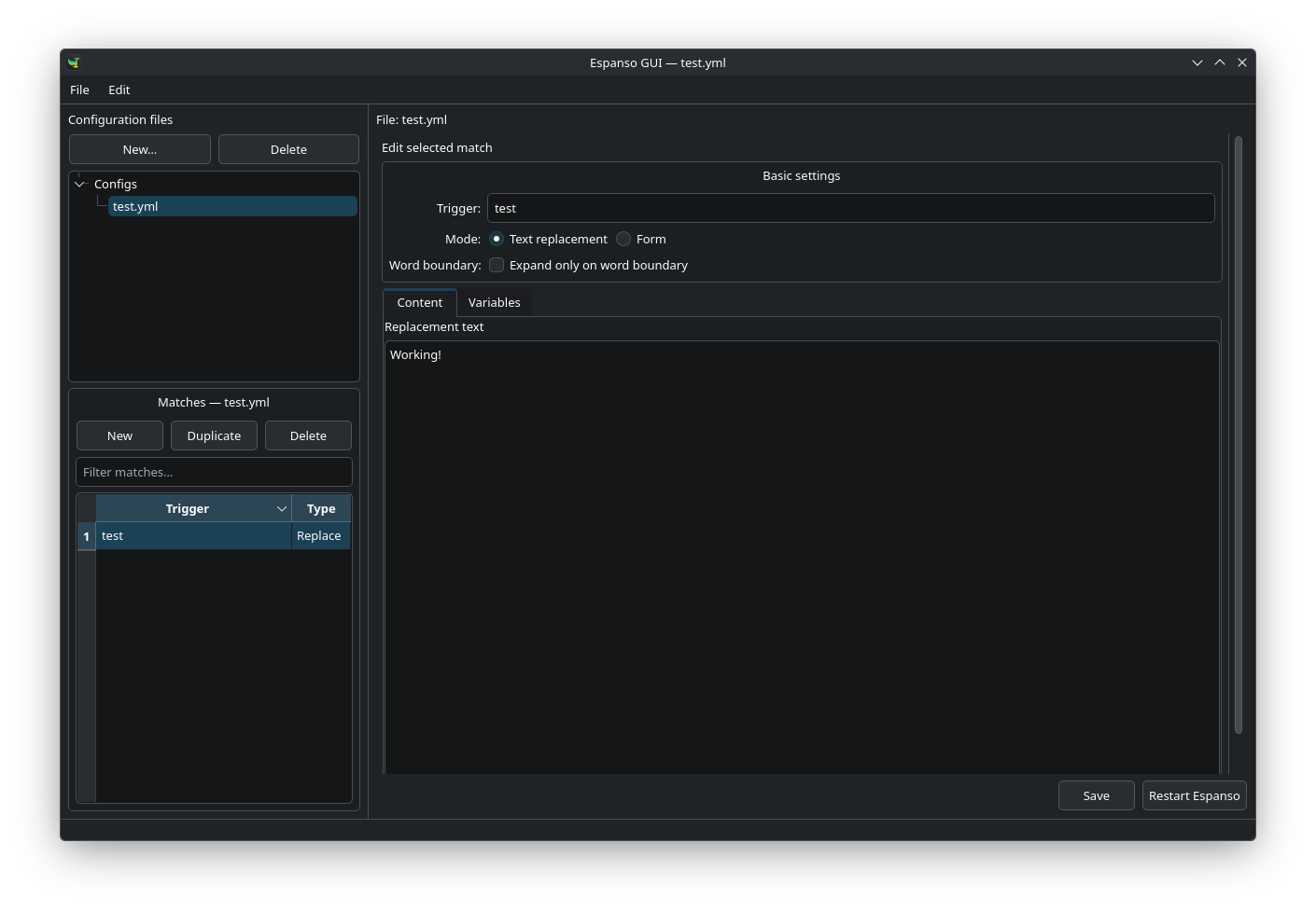Espanso GUI Screenshot
